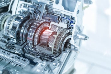 Metallic background of car automotive transmission gearbox