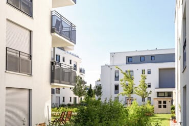 Residential area with apartment buildings in the city, Europe